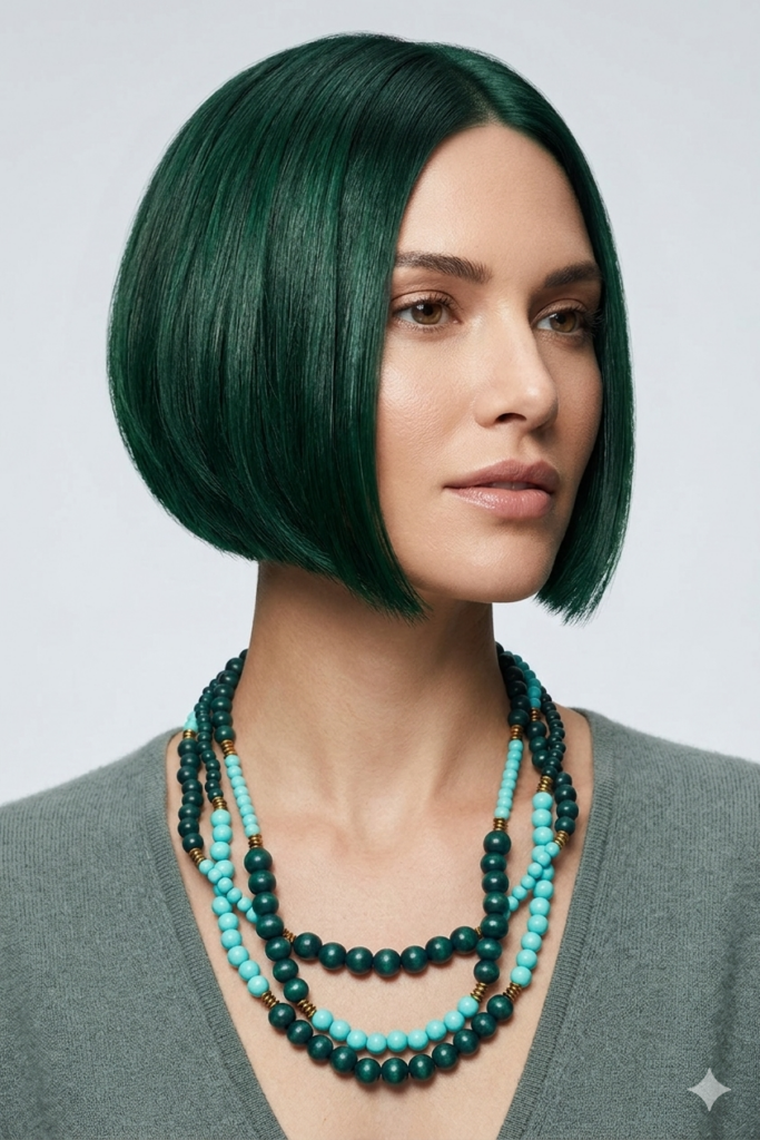 Collana Ginevra  in legno a tre fili-Azzurro e Blu Karakorum Milano
