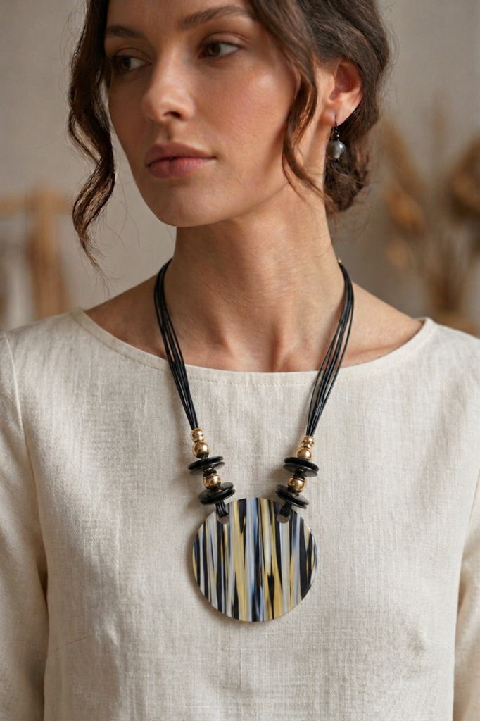 Collana "Nala" con Pendente a Disco in Resina - Collezione Contemporanea