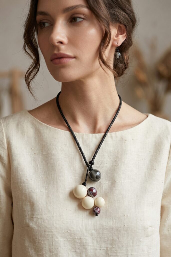 Collana Dafne in legno e resina-Karakorum Milano