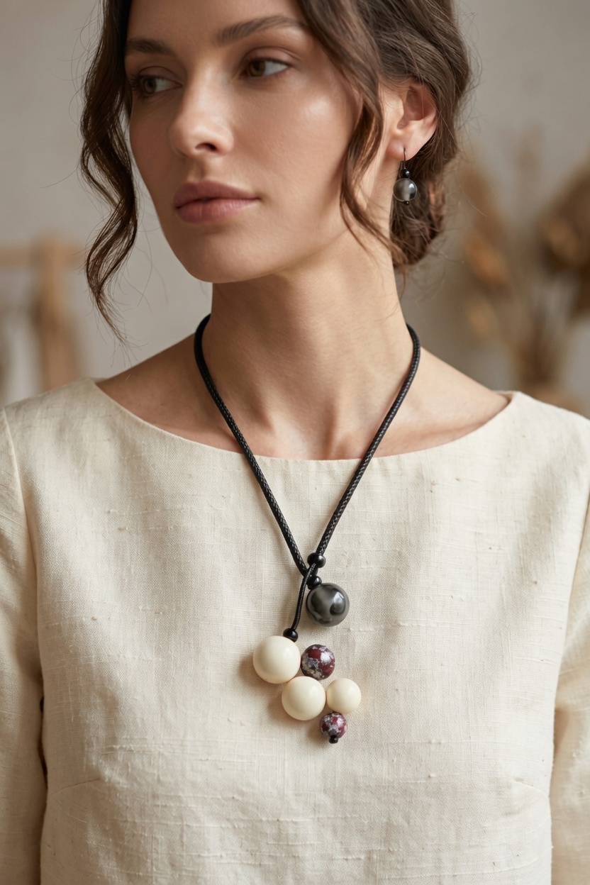 Collana Dafne in legno e resina-Karakorum Milano